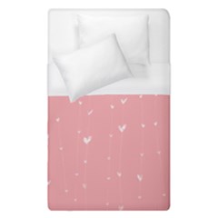 Pink Background With White Hearts On Lines Duvet Cover (single Size)