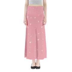 Pink Background With White Hearts On Lines Maxi Skirts by TastefulDesigns