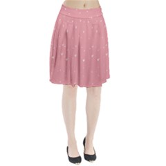 Pink Background With White Hearts On Lines Pleated Skirt by TastefulDesigns