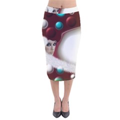 Carnaval Velvet Midi Pencil Skirt by mugebasakart