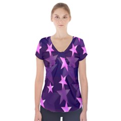 Background With A Stars Short Sleeve Front Detail Top by Nexatart