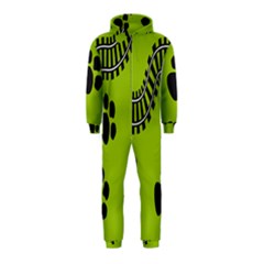 Green Prints Next To Track Hooded Jumpsuit (kids) by Nexatart