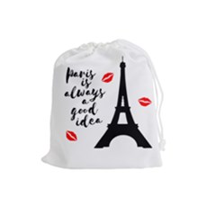 Paris Drawstring Pouches (large)  by Valentinaart