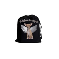 Angel Chihuahua Drawstring Pouches (small)  by Valentinaart