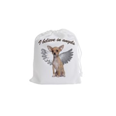 Angel Chihuahua Drawstring Pouches (small)  by Valentinaart