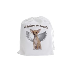 Angel Chihuahua Drawstring Pouches (medium)  by Valentinaart