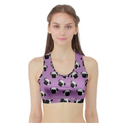 Pug Dog Pattern Sports Bra With Border by Valentinaart