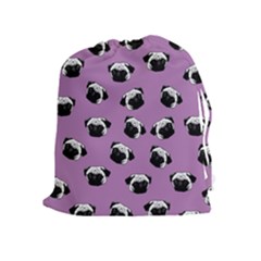 Pug Dog Pattern Drawstring Pouches (extra Large) by Valentinaart