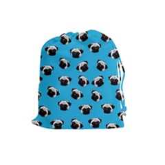 Pug Dog Pattern Drawstring Pouches (large)  by Valentinaart