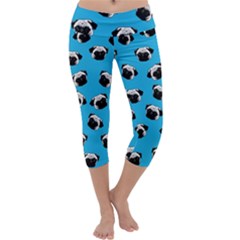 Pug Dog Pattern Capri Yoga Leggings by Valentinaart