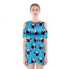 Pug Dog Pattern Shoulder Cutout One Piece by Valentinaart