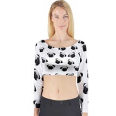 Pug Dog Pattern Long Sleeve Crop Top by Valentinaart