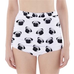 Pug Dog Pattern High-waisted Bikini Bottoms