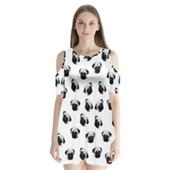 Pug Dog Pattern Shoulder Cutout Velvet  One Piece by Valentinaart