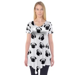 Pug Dog Pattern Short Sleeve Tunic  by Valentinaart