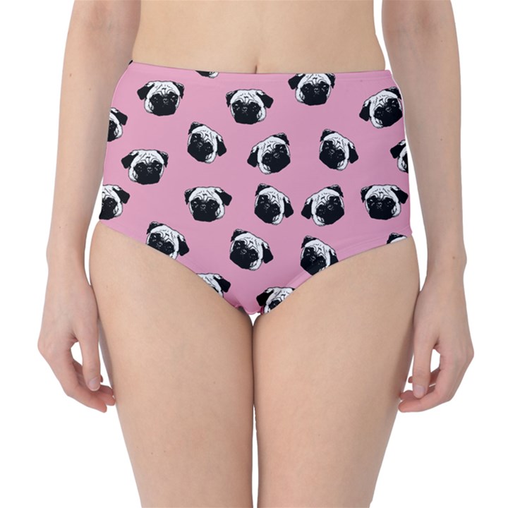 Pug dog pattern High-Waist Bikini Bottoms