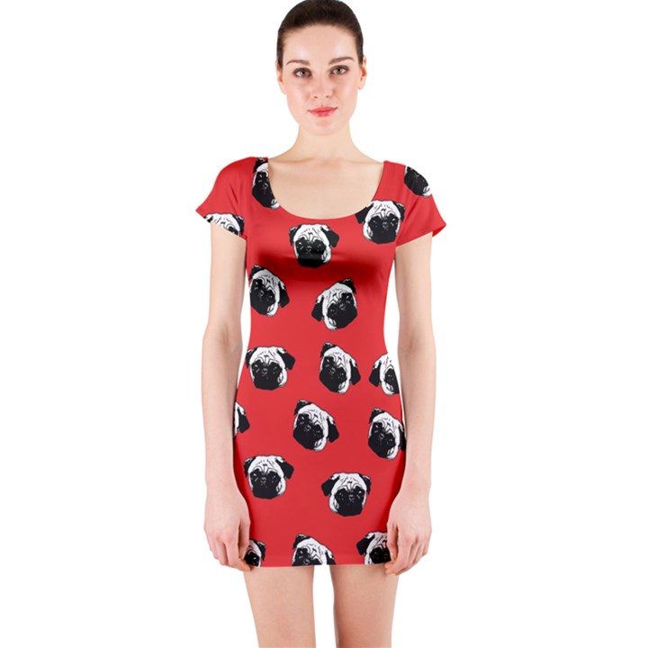 Pug dog pattern Short Sleeve Bodycon Dress