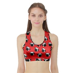 Pug Dog Pattern Sports Bra With Border by Valentinaart