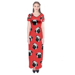 Pug Dog Pattern Short Sleeve Maxi Dress