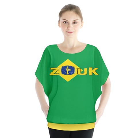 Brazil Colors Zouk Batwing Chiffon Blouse by cglightNingART