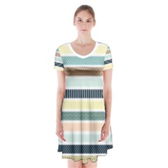 Colorful Stripes Short Sleeve V-neck Flare Dress by justbeeinspired2