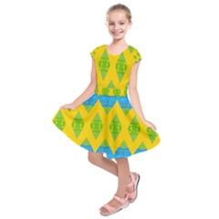 Rhombus Pattern       Kids  Short Sleeve Dress by LalyLauraFLM