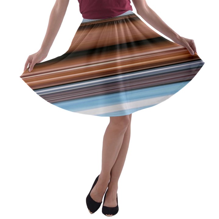 Color Screen Grinding A-line Skater Skirt