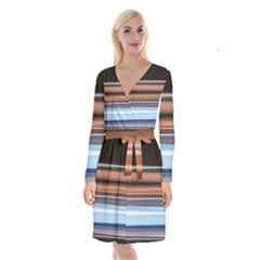 Color Screen Grinding Long Sleeve Velvet Front Wrap Dress by Nexatart
