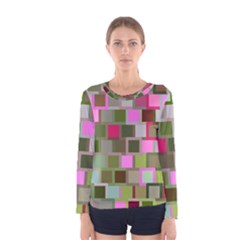 Color Square Tiles Random Effect Women s Long Sleeve Tee