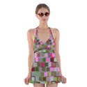 Color Square Tiles Random Effect Halter Swimsuit Dress View1