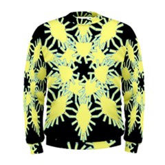 Yellow Snowflake Icon Graphic On Black Background Men s Sweatshirt