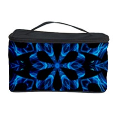 Blue Snowflake On Black Background Cosmetic Storage Case by Nexatart