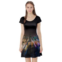 Frozen In Time Short Sleeve Skater Dress by Nexatart