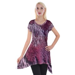 Texture Background Short Sleeve Side Drop Tunic