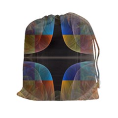 Black Cross With Color Map Fractal Image Of Black Cross With Color Map Drawstring Pouches (xxl)