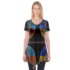 Black Cross With Color Map Fractal Image Of Black Cross With Color Map Short Sleeve Tunic  by Nexatart
