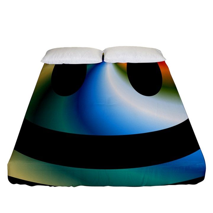 Simple Smiley In Color Fitted Sheet (Queen Size)