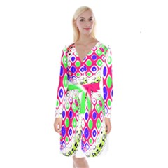 Color Ball Sphere With Color Dots Long Sleeve Velvet Front Wrap Dress by Nexatart