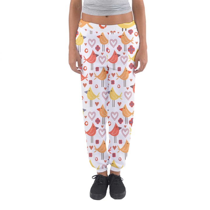 Happy Birds Seamless Pattern Animal Birds Pattern Women s Jogger Sweatpants