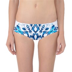 Blue Snowflake On Black Background Classic Bikini Bottoms by Nexatart