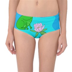 Frog Flower Lilypad Lily Pad Water Mid-waist Bikini Bottoms by Nexatart