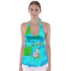 Frog Flower Lilypad Lily Pad Water Babydoll Tankini Top