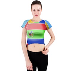 Balloon Volleyball Ball Sport Crew Neck Crop Top by Nexatart