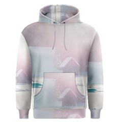 Winter Day Pink Mood Cottages Men s Pullover Hoodie