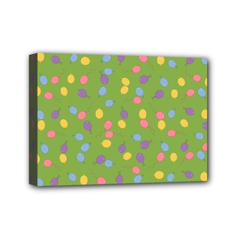 Balloon Grass Party Green Purple Mini Canvas 7  X 5  by Nexatart