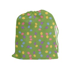 Balloon Grass Party Green Purple Drawstring Pouches (extra Large) by Nexatart