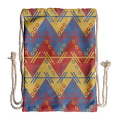 Aztec South American Pattern Zig Zag Drawstring Bag (large) by Nexatart