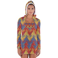 Aztec South American Pattern Zig Zag Women s Long Sleeve Hooded T-shirt by Nexatart