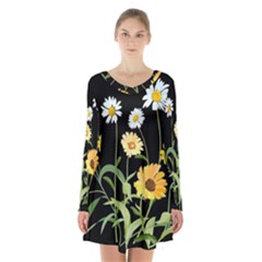 Flowers Of The Field Long Sleeve Velvet V-neck Dress