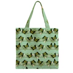 Green Butterflies Zipper Grocery Tote Bag by linceazul